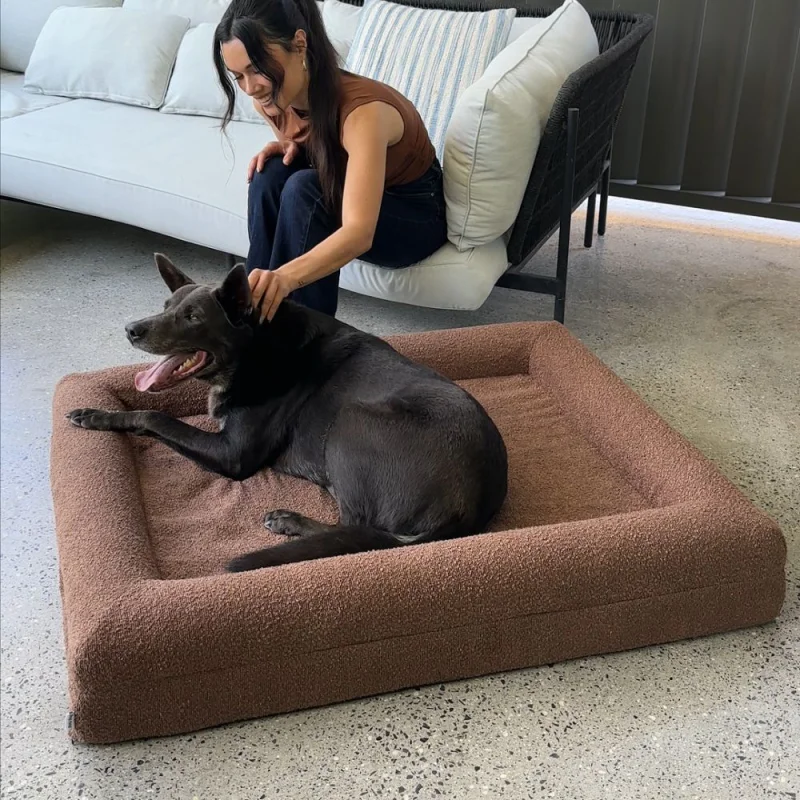 Memory Foam Dog Bed - Bouclé Cocoa - Image 2