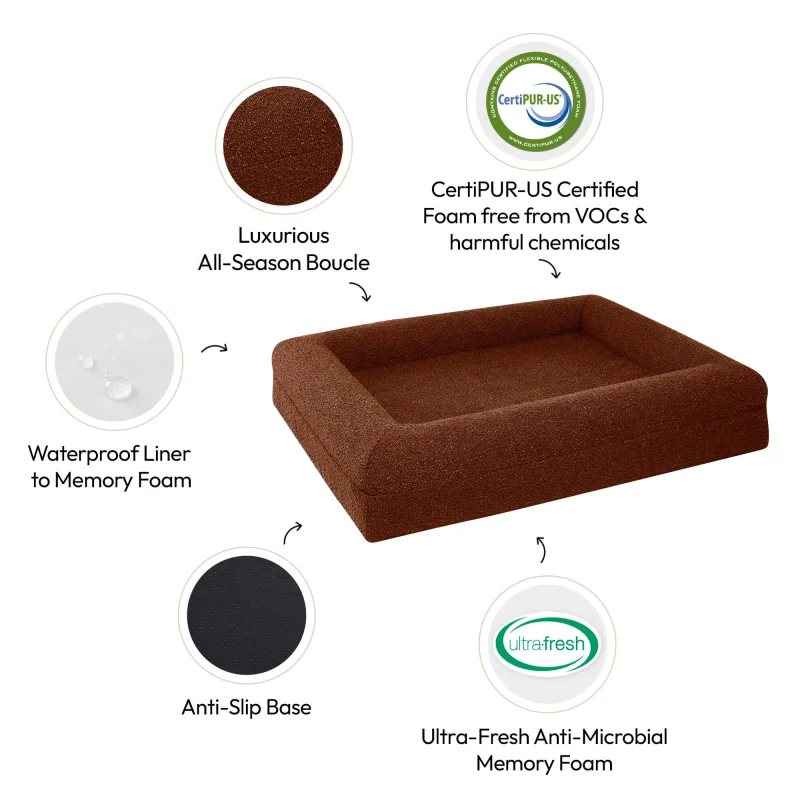 Memory Foam Dog Bed - Bouclé Cocoa - Image 3