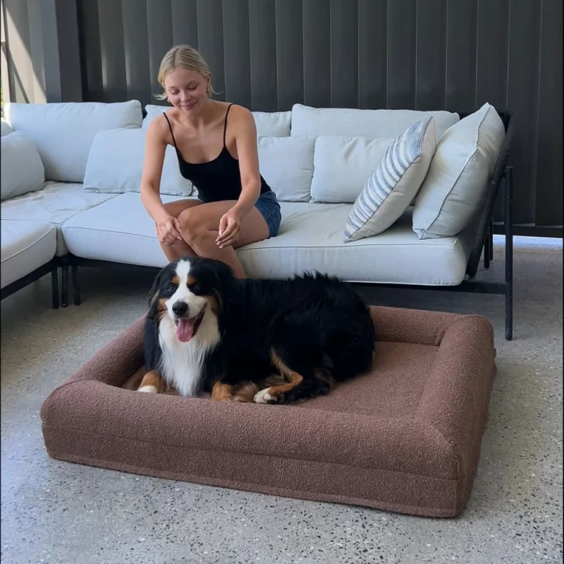 Memory Foam Dog Bed - Bouclé Cocoa - Image 8