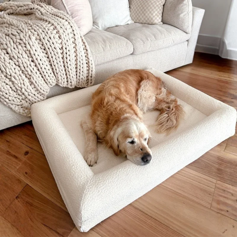 Memory Foam Dog Bed - Bouclé Ivory - Image 8