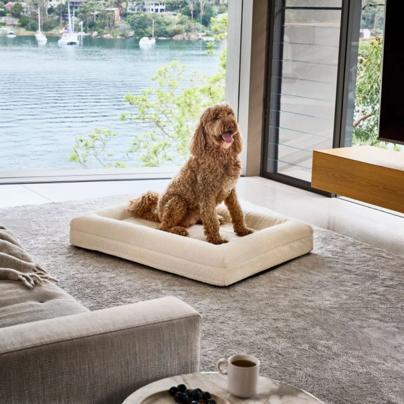 Memory Foam Dog Bed - Bouclé Ivory - Image 9