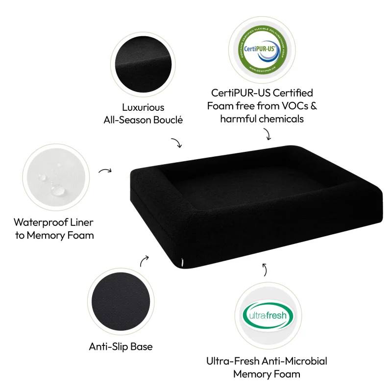 Memory Foam Dog Bed - Bouclé Nero - Image 3
