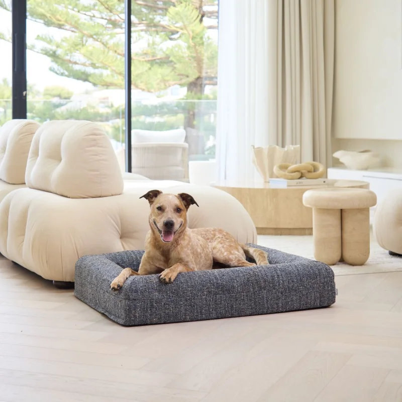Memory Foam Dog Bed - Bouclé Speckle Blue - Image 2