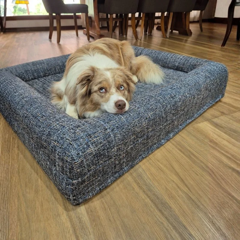 Memory Foam Dog Bed - Bouclé Speckle Blue - Image 7