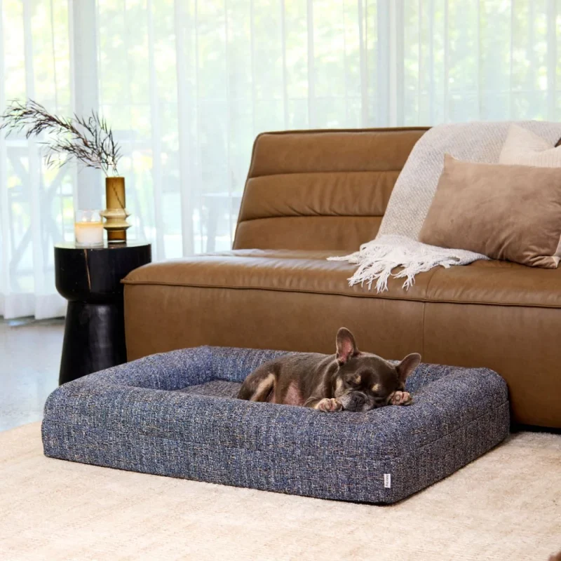 Memory Foam Dog Bed - Bouclé Speckle Blue - Image 8