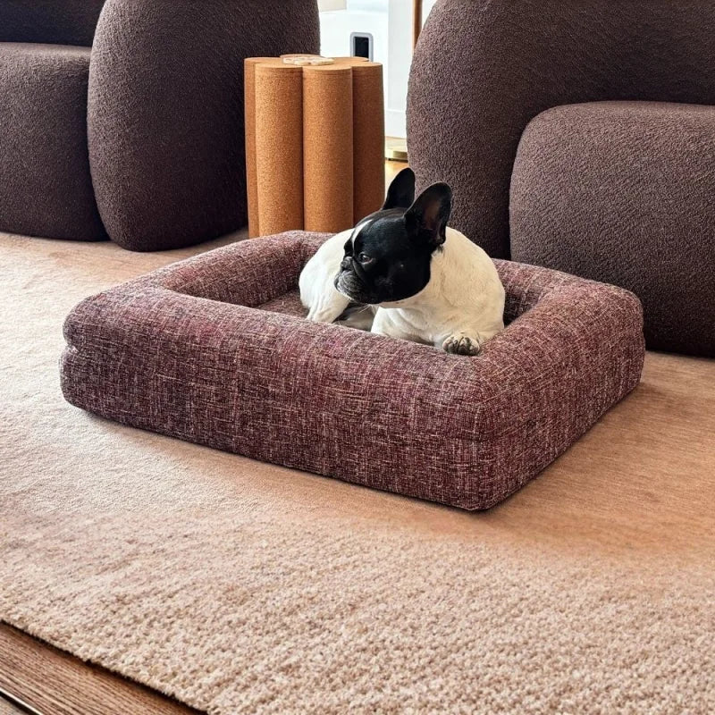 Memory Foam Dog Bed - Bouclé Speckle Red - Image 7