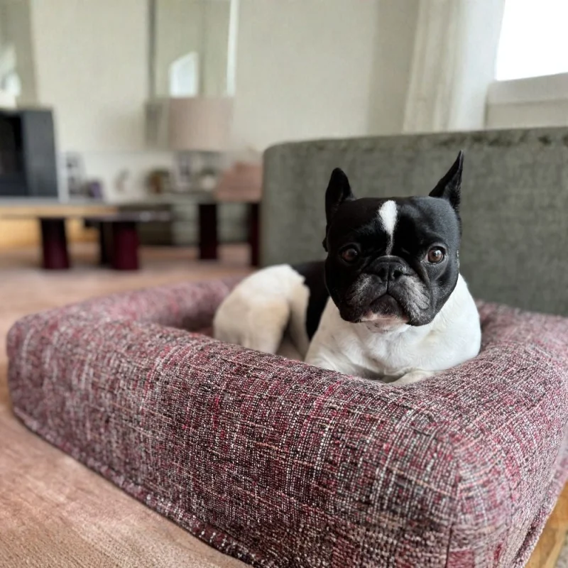 Memory Foam Dog Bed - Bouclé Speckle Red - Image 8