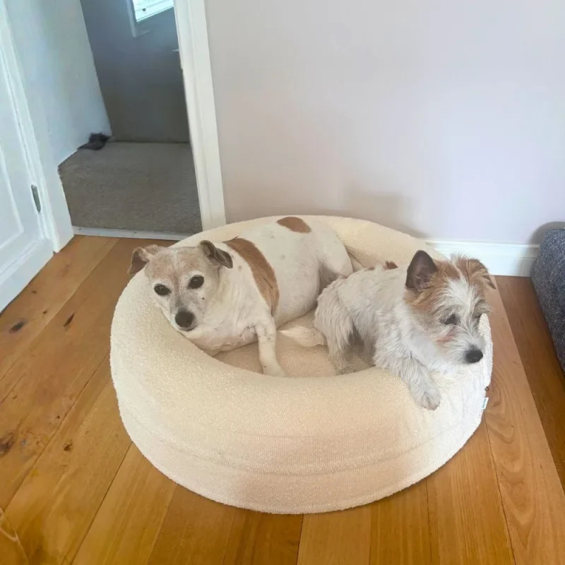 Round Memory Foam Dog Bed - Bouclé Ivory - Image 8