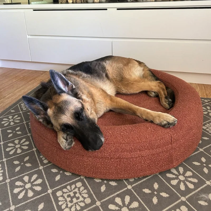 Round Memory Foam Dog Bed - Bouclé Terracotta - Image 7